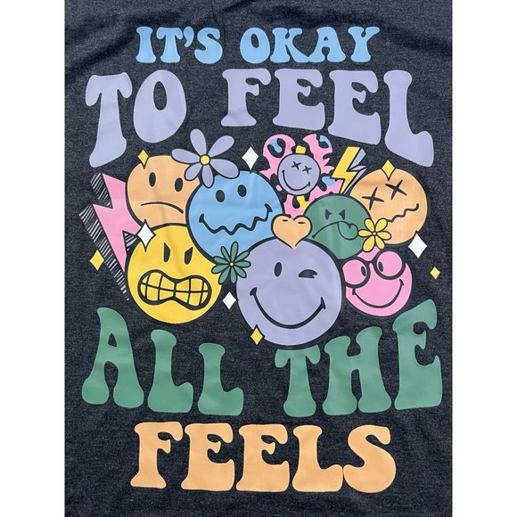 Emoji Unisex Size 3XL Short Sleeve "It's Okay To Feel All The Feels" T-Shirt - Picture 6 of 7